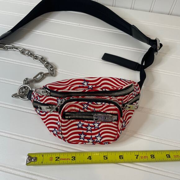 Alexander Wang Womens Red Monogram Attica Waist Bag Nylon Chain - Picture 4 of 7